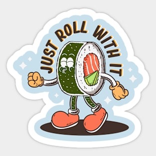 sushi  roll retro cartoon Sticker